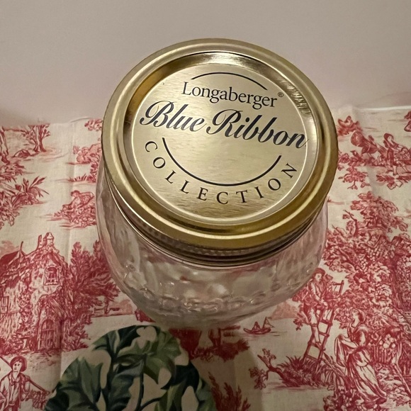 NWOT LONGABERGER GLASS MASON JAR w/ CHRISTMAS LID COVER. - Picture 4 of 10